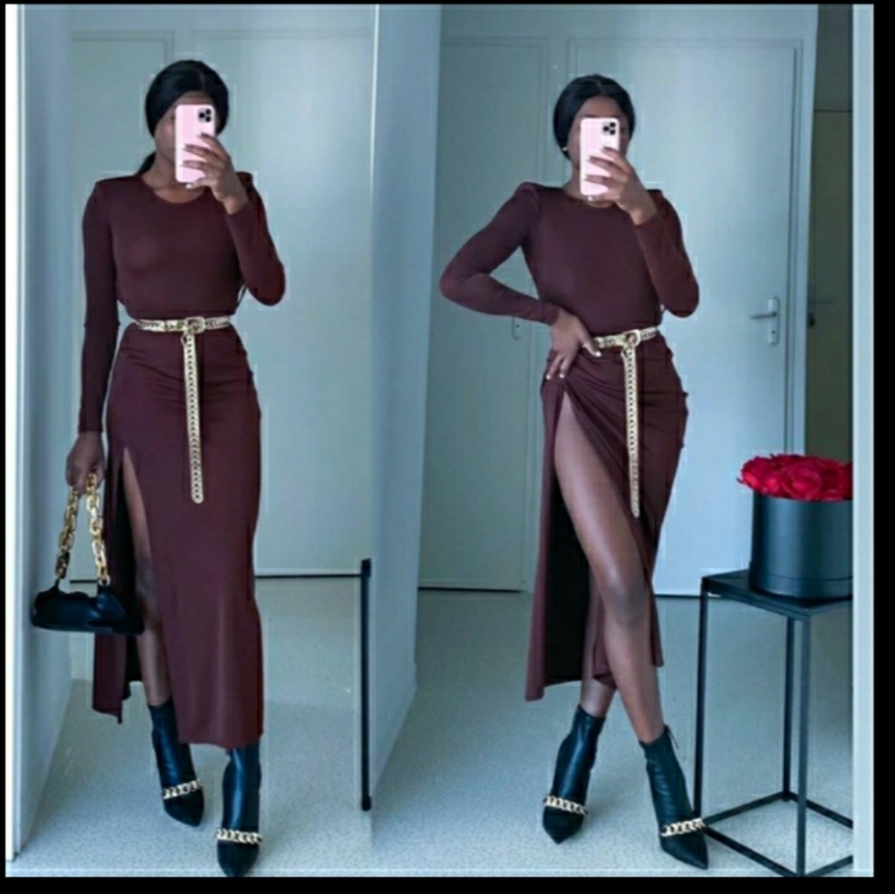 Zara maxi dress with shoulder pads - Picture 9 of 9